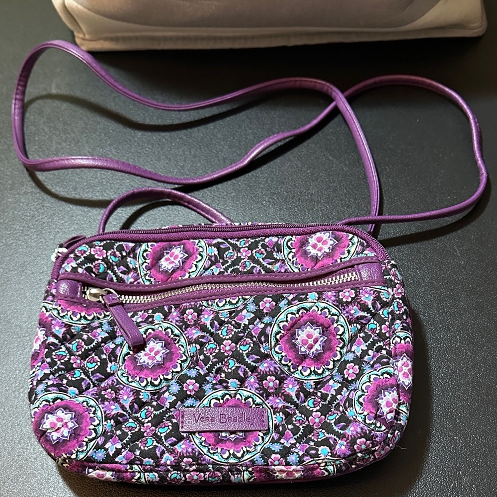Vera Bradley Black and Purple Floral Crossbody Bag